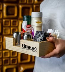 Restoran & Cafe & Barlara Özel Logolu Doğal Ahşap Dispenser Düzenleyici Model-1