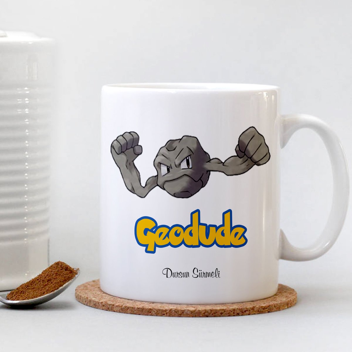 Kişiye Özel Pokemon Geodude Beyaz Kupa Bardak