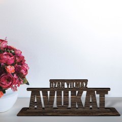 Kişiye Özel Mesleki Avukat Ahşap Masa İsimliği  - B3