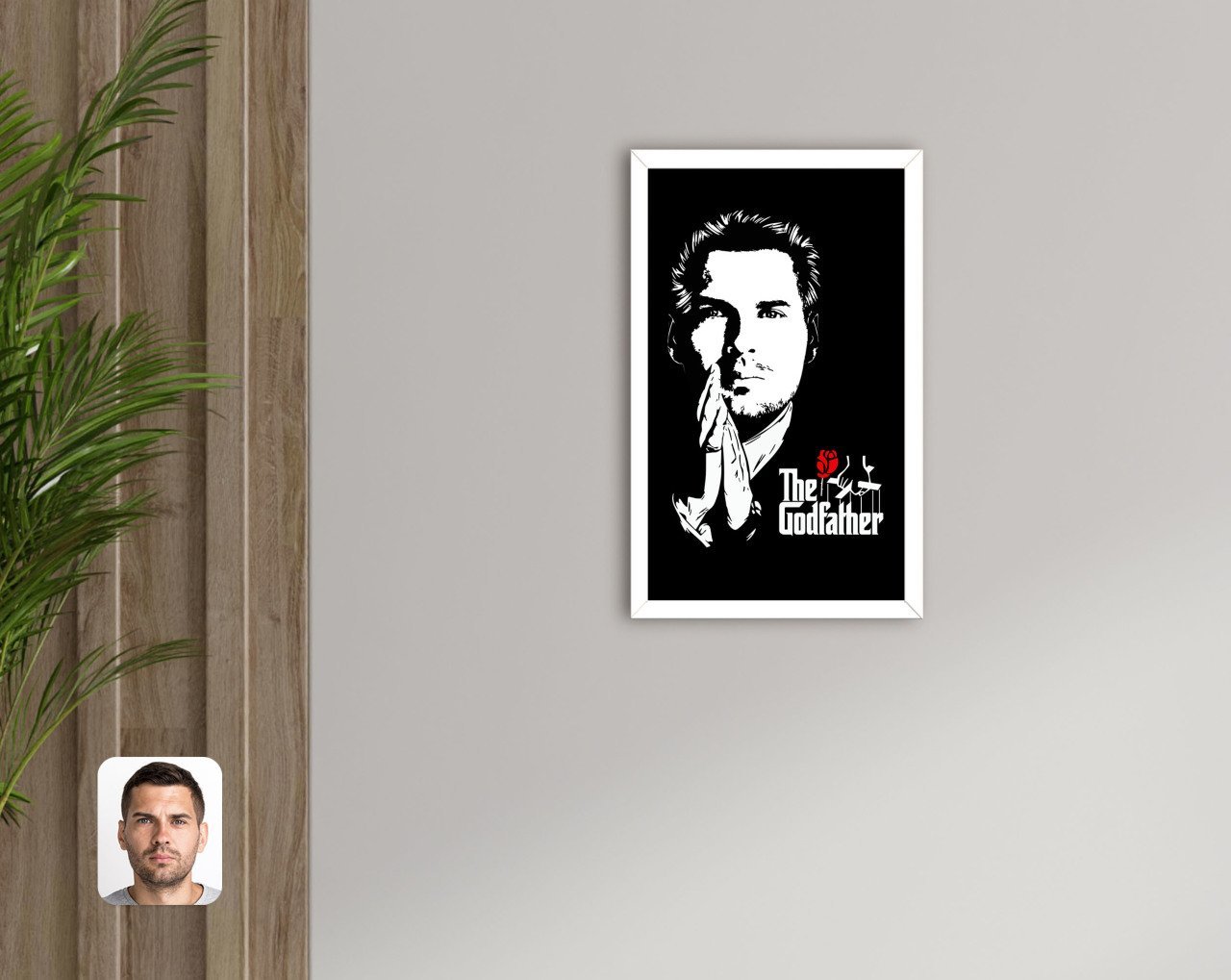Kişiye Özel Godfather Baba Tasarımlı Dekoratif Ahşap Beyaz Çerçeveli Tablo-1