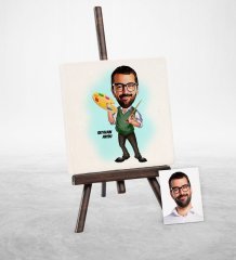 Kişiye Özel Ressam Karikatür Şovaleli Doğal Taş - 1