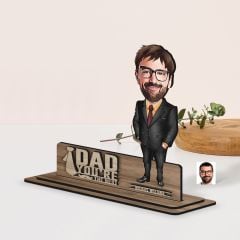 BK Gift Kişiye Özel 3D Kabartma İsimli Baba Karikatürlü Ahşap Biblo-9, Babaya Hediye, Babalar Günü Hediyeleri