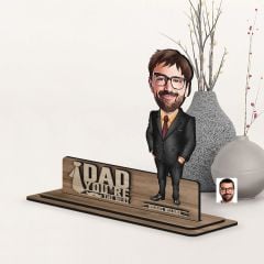 BK Gift Kişiye Özel 3D Kabartma İsimli Baba Karikatürlü Ahşap Biblo-9, Babaya Hediye, Babalar Günü Hediyeleri