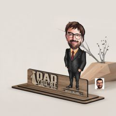 BK Gift Kişiye Özel 3D Kabartma İsimli Baba Karikatürlü Ahşap Biblo-9, Babaya Hediye, Babalar Günü Hediyeleri