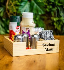 Kişiye Özel İsimli Doğal Ahşap Mutfak Dispenser Düzenleyici Model-1