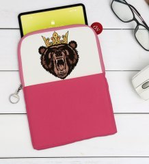 BK Gift Ayı Tasarımlı Taşınabilir Koruyucu Tablet Kılıfı & Organizer Çanta - Pembe-1