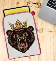 BK Gift Ayı Tasarımlı Taşınabilir Koruyucu Tablet Kılıfı & Organizer Çanta - Pembe-1