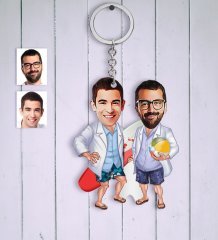 Kişiye Özel Sörfçüler Karikatür Anahtarlık