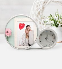 Kişiye Özel Sevgililer Günü Fotoğraflı Saatli Sihirli LED Ayna Çerçeve - 6