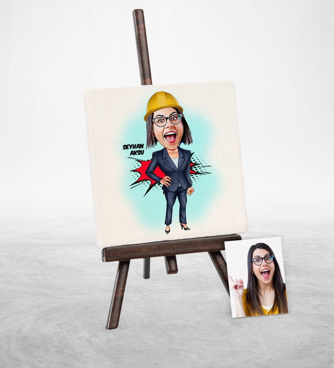 Kişiye Özel Mühendis Karikatür Şovaleli Doğal Taş - 2