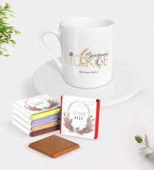 Kişiye Özel Türkçe Öğretmeni Türk Kahvesi Fincanı ve Çikolata Hediye Seti