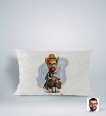 Kişiye Özel Rodeo Karikatürlü Dikdörtgen Araç Koltuk Yastığı-1