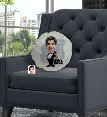 Kişiye Özel Baba Godfather Karikatürlü Yuvarlak Dekoratif Kırlent Yastık-1