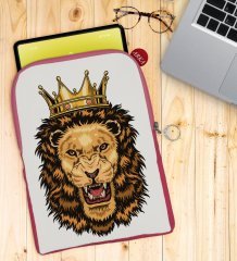 BK Gift Aslan Tasarımlı Taşınabilir Koruyucu Tablet Kılıfı & Organizer Çanta - Pembe-1