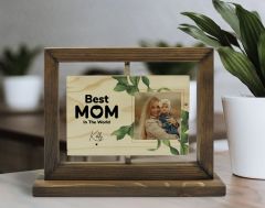BK Gift Kişiye Özel İsimli Fotoğraflı Doğal Ahşap Dönen Fotoğraf Çerçevesi, Anneler Günü Hediyeleri, Ev Dekoru, Masaüstü Dekoru-3