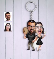 Kişiye Özel Sevgililer Karikatür Anahtarlık - 18