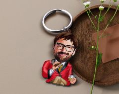 BK Gift Kişiye Özel Erkek Karikatürlü Ahşap Anahtarlık, Sevgiliye Hediye, Erkek Hediyesi, Doğum Günü Hediyesi-4