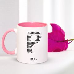 Kişiye Özel P Harfi İsimli Pembe Kupa Bardak