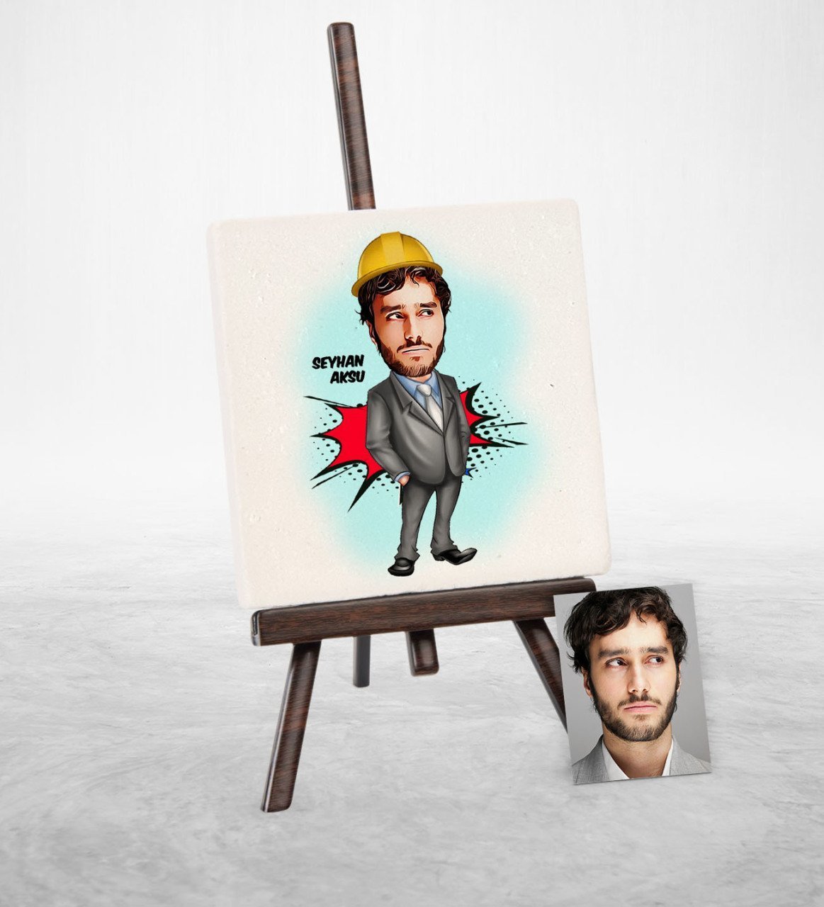Kişiye Özel Mühendis Karikatür Şovaleli Doğal Taş - 1