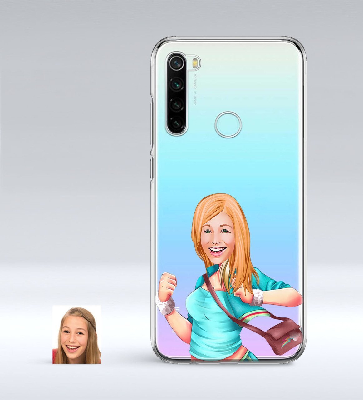 Kişiye Özel Kadın Karikatürlü Xiaomi Redmi Note 8 İnce Şeffaf Silikon Telefon Kapağı-52