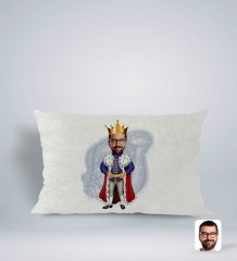 Kişiye Özel Kral Karikatürlü Dikdörtgen Araç Koltuk Yastığı-1