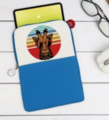 BK Gift Zürafa Tasarımlı Taşınabilir Koruyucu Tablet Kılıfı & Organizer Çanta - Mavi-1