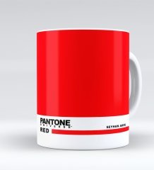 Kişiye Özel İsimli Pantone Red Beyaz Kupa Bardak