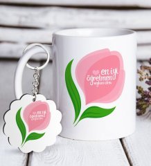 Kişiye Özel En İyi Öğretmen Beyaz Kupa ve Anahtarlık Hediye Seti-14