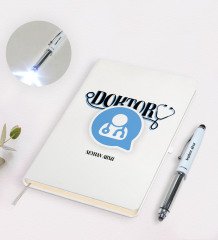 Kişiye Özel Doktor Tasarımlı Defter ve Dokunmatik Işıklı Kalem Seti-11