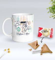 Yılbaşı Hediyesi BK Gift Kişiye Özel Yeni Yıl Tasarımlı Beyaz Kupa Bardak ve Yeni Yıl Dilekleri Şans Kurabiyesi Hediye Seti-10, Sevgiliye Hediye, Arkadaşa Hediye