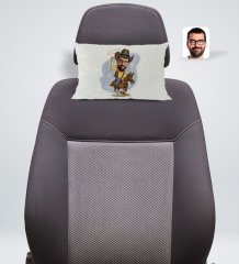 Kişiye Özel Kovboy Karikatürlü Dikdörtgen Araç Koltuk Yastığı-2