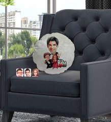 Kişiye Özel Godfather Baba Kız Oğul Karikatürlü Yuvarlak Dekoratif Kırlent Yastık-1