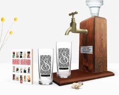 Kişiye Özel Renkli Baskılı İsimli İkili Rakı Bardağı Ahşap Rakı Standı ve Cep Kitabı Hediye Seti-20