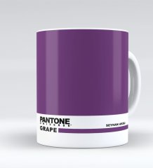Kişiye Özel İsimli Pantone Grape Beyaz Kupa Bardak