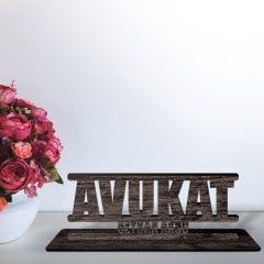 Kişiye Özel Mesleki Avukat Ahşap Masa İsimliği  - A3