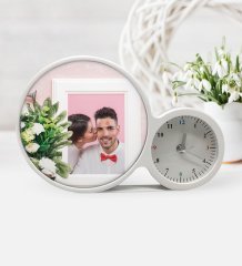 Kişiye Özel Sevgililer Günü Fotoğraflı Saatli Sihirli LED Ayna Çerçeve - 3