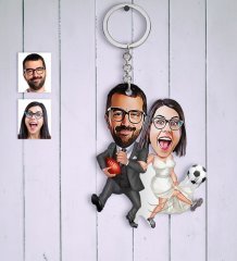 Kişiye Özel Sevgililer Karikatür Anahtarlık - 15