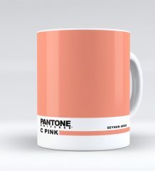 Kişiye Özel İsimli Pantone C Pink Beyaz Kupa Bardak