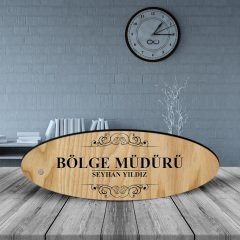 Kişiye Özel Mesleki Bölge Müdürü Ahşap Oval Masa İsimliği - 2