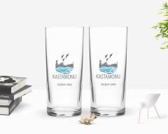 Kişiye Özel Renkli Baskılı Kastamonu Tasarımlı Turistik İkili Rakı Bardağı Seti-1