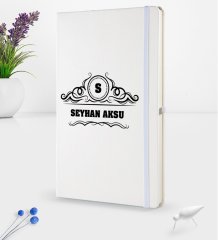 Kişiye Özel İsimli Beyaz Termo Deri Defter 16x24cm Model 33