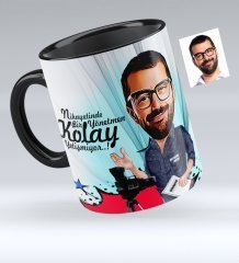 Kişiye Özel Bay Yönetmen Karikatürlü Siyah Kupa Bardak - 1
