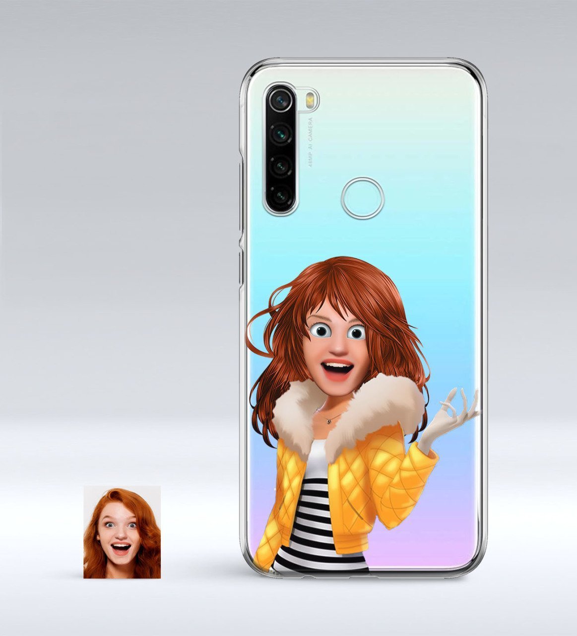 Kişiye Özel Kadın Animasyon Karikatürlü Xiaomi Redmi Note 8 İnce Şeffaf Silikon Telefon Kapağı-7