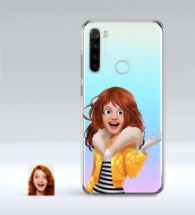 Kişiye Özel Kadın Animasyon Karikatürlü Xiaomi Redmi Note 8 İnce Şeffaf Silikon Telefon Kapağı-7