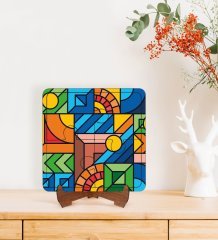 BK Gift Modern Art Tasarımlı Ahşap Standlı Puzzle Çerçeve-15