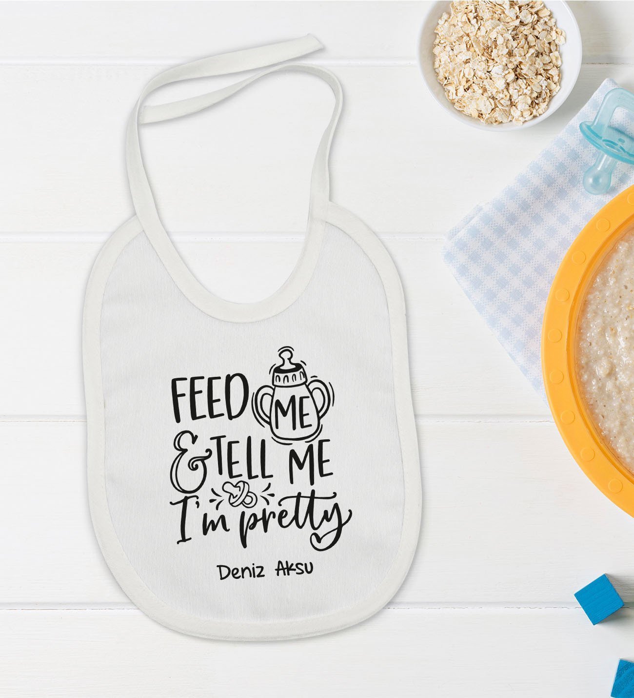 BK Kids Kişiye Özel Im Pretty Tasarımlı Bebek Mama Önlüğü - Model 1