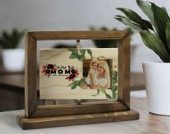 BK Gift Kişiye Özel Fotoğraflı Doğal Ahşap Dönen Fotoğraf Çerçevesi, Anneler Günü Hediyeleri, Ev Dekoru, Masaüstü Dekoru-3