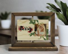BK Gift Kişiye Özel Fotoğraflı Doğal Ahşap Dönen Fotoğraf Çerçevesi, Anneler Günü Hediyeleri, Ev Dekoru, Masaüstü Dekoru-3