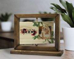 BK Gift Kişiye Özel Fotoğraflı Doğal Ahşap Dönen Fotoğraf Çerçevesi, Anneler Günü Hediyeleri, Ev Dekoru, Masaüstü Dekoru-3