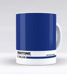 Kişiye Özel İsimli Pantone C Blue Beyaz Kupa Bardak
